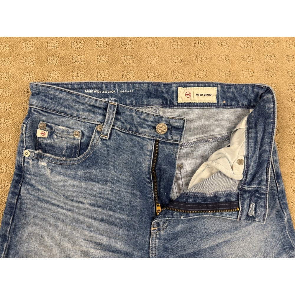 Women's AG Adriano Goldschmied Y2K Saige wide Leg Baggy Crop Sz 27 Raw Hem #1343 - Picture 10 of 16